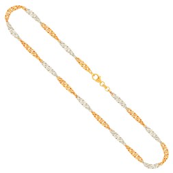 Singapurkette Bicolor in Gelbgold / Weißgold 333 / 8K, 50 cm, 2,4 mm, Gewicht ca. 4,2 g