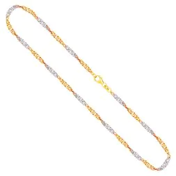 Goldkette als Singapurkette Bicolor in Gelbgold / Weißgold 333 / 8K, 45 cm lang, 2,9 mm breit, Gewicht ca. 5.4 g.