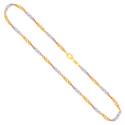 Goldkette als Singapurkette in Bicolor Gelbgold / Weißgold 585 / 14K, 45 cm lang, 2,9 mm breit, Gewicht ca. 6.5 g.