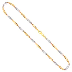 Goldkette als Singapurkette in Bicolor Gelbgold / Weißgold 375 / 9K, 50 cm lang, 2,9 mm breit, Gewicht ca. 6.1 g.