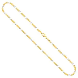 Goldkette als Panzerstegkette Bicolor in Gelbgold / Weißgold 333 / 8K, 55 cm lang, 2,5 mm breit, Gewicht ca. 5.3 g.