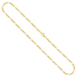 Goldkette als Panzerstegkette in Bicolor Gelbgold / Weißgold 333 / 8K, 60 cm lang, 2,5 mm breit, Gewicht ca. 5.7 g.