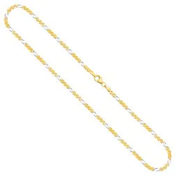 Goldkette als Panzerstegkette in Bicolor Gelbgold / Weißgold 333 / 8K, 60 cm lang, 2,5 mm breit, Gewicht ca. 5.7 g.