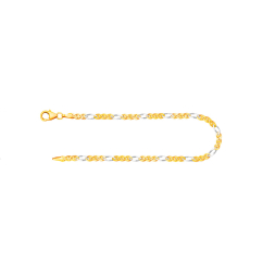 Armband als Panzerstegkette Bicolor in Gelbgold / Weißgold 333 / 8K, 18,5 cm lang, 2,5 mm breit, Gewicht ca. 1.8 g.