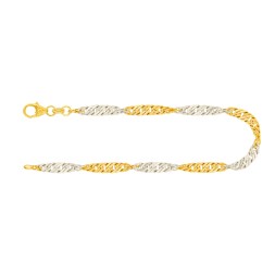 Armband als Singapurkette in Bicolor Gelbgold / Weißgold 750 / 18K, 19 cm lang, 2,4 mm breit, Gewicht ca. 2.6 g.