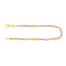 Armband als Singapurkette in Bicolor Gelbgold / Weißgold 333 / 8K, 19 cm lang, 2.9 mm breit, Gewicht ca. 2.5 g.