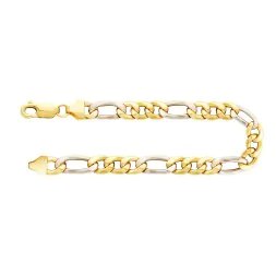 Armband als Figarokette hohl Bicolor in Gelbgold / Weißgold 750 / 18K, 19 cm lang, 5,7 mm breit, Gewicht ca. 6.1 g.