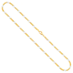 Goldkette als Panzerstegkette in Bicolor Gelbgold / Weißgold 333 / 8K, 42 cm lang, 2,5 mm breit, Gewicht ca. 4 g.