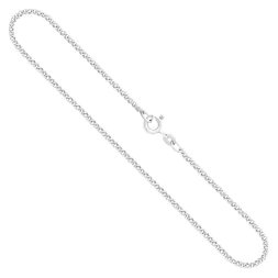 Goldkette als Panzerkette flach in Weißgold 333 / 8K, 65 cm lang, 2,1 mm breit, Gewicht ca. 8.3 g.