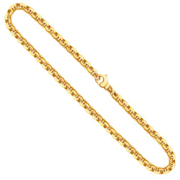 Goldkette als Erbskette hohl in Gelbgold 585 / 14K, 40 cm lang, 6 mm breit, Gewicht ca. 24.8 g.