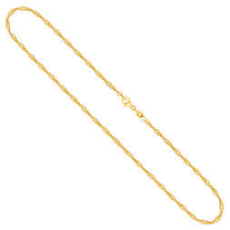 Goldkette als Singapurkette in Gelbgold 585 / 14 Karat, 42 cm lang, 1.8 mm breit, Gewicht ca. 2,6 g.