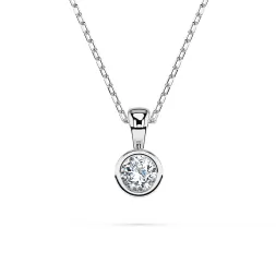0,1 Karat Diamant Anhänger Zarge Weißgold 585 (14K) mit Goldkette für Damen