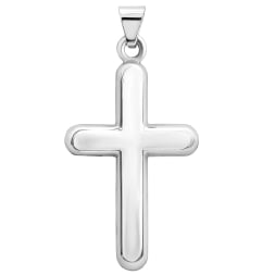 Anhänger Kreuz poliert Weißgold in 21.0 mm