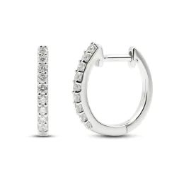 0,21 Karat Diamant Creolen, Weißgold 750 / 18K, Außendurchmesser 13.5 mm, Breite 1.5 mm, Gewicht ca. 1.9 g
