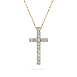 0,2 Karat Diamant Anhänger Kreuz Gelbgold 585 (14K) mit Goldkette für Damen