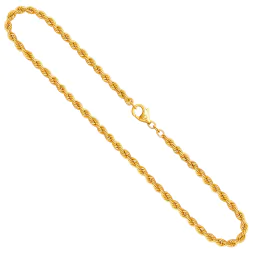 Goldkette als Kordelkette hohl in Gelbgold 585 / 14K, 36 cm lang, 3,8 mm breit, Gewicht ca. 8 g.