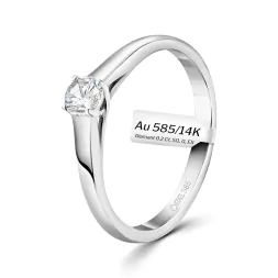 0,20 Karat Diamant Verlobungsring, Weißgold 585 / 14K, Weite 50 mm, Gewicht ca. 2.5 g.