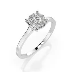 0,15 Karat Diamant Verlobungsring mit 11 Diamanten, Weißgold 585 / 14K