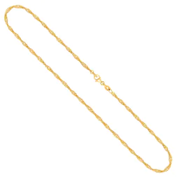 Goldkette als Singapurkette in Gelbgold 750 / 18K, 45 cm lang, 1.8 mm breit, Gewicht ca. 3.5 g.