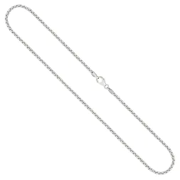 Goldkette als Venezianerkette rund geschlagen in Weißgold 585 / 14K, 65 cm lang, 2 mm breit, Gewicht ca. 15.0 g.