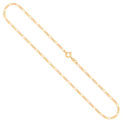 Goldkette als Figarokette diamantiert in Gelbgold 375 / 9K, 60 cm lang, 2,2 mm breit, Gewicht ca. 5.5 g.