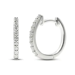 0,15 Karat Diamant Creolen, Weißgold 750 / 18K, Außendurchmesser 13 mm, Breite 1.5 mm, Gewicht ca. 1.8 g