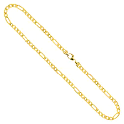 Goldkette als Figarokette diamantiert in Gelbgold 750 / 18K, 95 cm lang, 3,4 mm breit, Gewicht ca. 31.6 g.