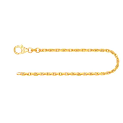 Armband als Ankerkette diamantiert in Gelbgold 750 / 18K, 20 cm lang, 2 mm breit, Gewicht ca. 6 g.