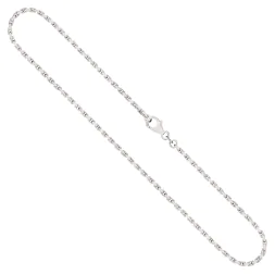 Goldkette als Ankerkette diamantiert in Weißgold 333 / 8K, 50 cm lang, 2 mm breit, Gewicht ca. 10 g.