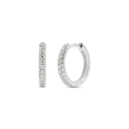 0,13 Karat Diamant Creolen, Weißgold 750 / 18K, Außendurchmesser 11 mm, Breite 11.8 mm, Gewicht ca. 1.5 g