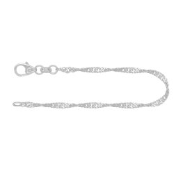 Armband als Singapurkette in Weißgold 585 / 14 K, 21,5 cm lang, 2,2mm breit, Gewicht ca. 2.3 g.