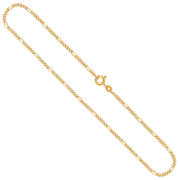 Goldkette als Figarokette diamantiert in Gelbgold 750 / 18 Karat, 40 cm lang, 1.9 mm breit, Gewicht ca. 3.9 g.