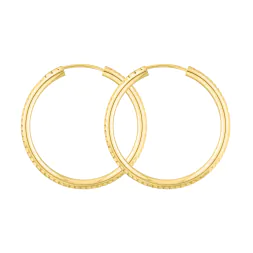Ohrringe, Creolen, Gelbgold 585 / 14K, Außendurchmesser 30 mm, Breite 2.5 mm, Gewicht ca. 1.7 g
