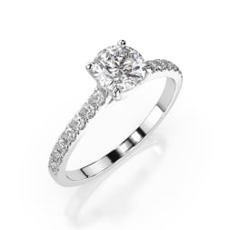 0,5+0,21 Karat Diamant Verlobungsring mit 15 Diamanten, Weißgold 585 / 14K