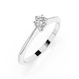 0,15 Karat Diamant Verlobungsring mit 1 Diamanten, Weißgold 585 / 14K, Weite 48 mm, Gewicht ca. 1.5 g.