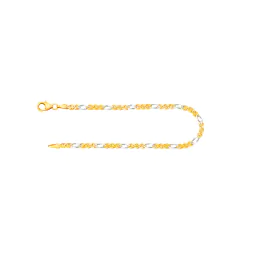Armband als Panzerstegkette in Bicolor Gelbgold / Weißgold 333 / 8K, 19.5 cm lang, 2,5 mm breit, Gewicht ca. 1.9 g.