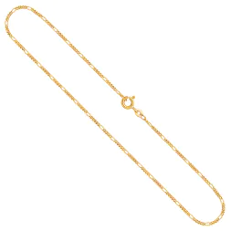 Goldkette als Figarokette diamantiert in Gelbgold 585 / 14K, 60 cm lang, 1,5 mm breit, Gewicht ca. 3.2 g.