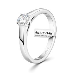 0,40 Karat Diamant Verlobungsring mit GIA Zertifikat, Weißgold 585 / 14K, Breite 1,7 mm,Weite 49 mm, Gewicht ca. 2.6 g.
