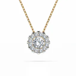 0,1 Karat Diamant Anhänger Gelbgold 585 (14K) mit Goldkette für Damen