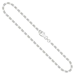 Goldkette als Ankerkette diamantiert in Weißgold 585 / 14K, 80 cm lang, 2,5 mm breit, Gewicht ca. 29.3 g.