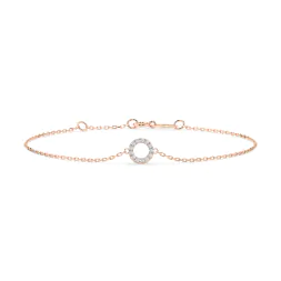 Goldarmband als Ankerkette mit 0,07 Karat Diamanten, Rotgold 585 / 14 Karat