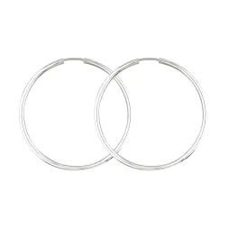 Ohrringe, Creolen, Weißgold 750 / 18K, Außendurchmesser 40 mm, Breite 2 mm, Gewicht ca. 1.8 g