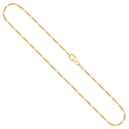 Goldkette als Figarokette diamantiert in Gelbgold 750 / 18 Karat, 65 cm lang, 1.5 mm breit, Gewicht ca. 3.7 g.