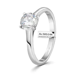 0,90 Karat Diamant Ring mit GIA Zertifikat, Weißgold 585 / 14K, Breite 1,7 mm,Weite 55 mm, Gewicht ca. 3 g.