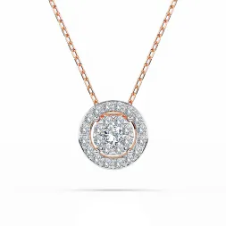 0,11 Karat Diamant Anhänger Rotgold 585 (14K) mit Goldkette für Damen