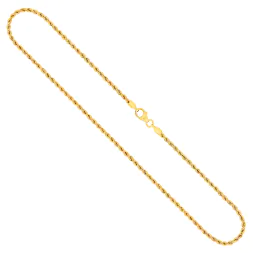 Goldkette als Kordelkette hohl in Gelbgold 375 / 9K, 50 cm lang, 2,1 mm breit, Gewicht ca. 2.6 g.