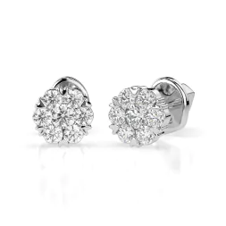 0,18 Karat Diamant Ohrstecker mit 14 echten Diamanten, Weißgold 585 / 14K
