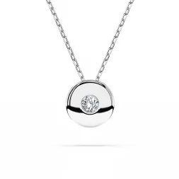 0,04 Karat Diamant Anhänger Zarge Weißgold 585 (14K) mit Goldkette für Damen
