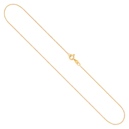 Goldkette als Ankerkette flach in Gelbgold 585 / 14K, 34 cm lang, 0,8 mm breit, Gewicht ca. 0.8 g.