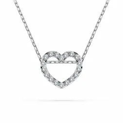 0,09 Karat Diamant Anhänger Herz Weißgold 585 (14K) mit Goldkette für Damen
